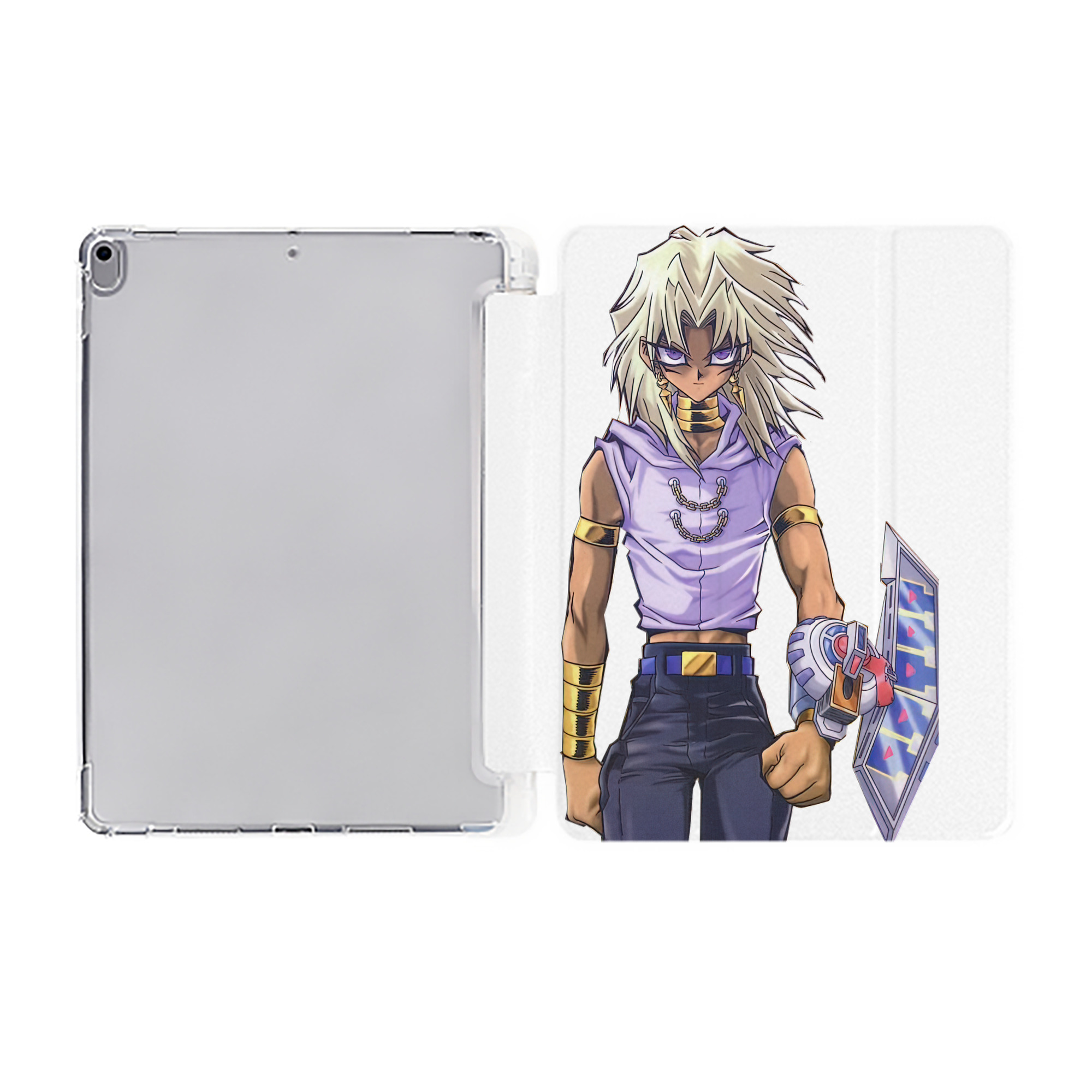 （画像用） 遊☆戯☆王 Yu-Gi-Oh! IPad ケース ペン収納付き 三つ折りスタンド PUレザー×シリコン 対応機種9.5/10.5/10.9インチ